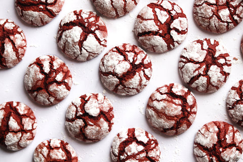 Vegan Red Velvet Crinkle Cookies