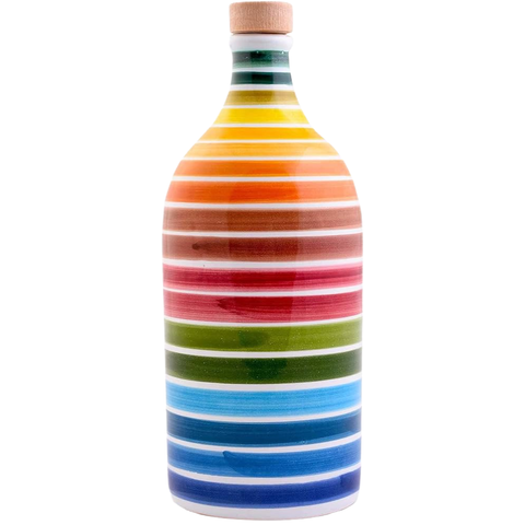 Extra Virgin Olive Oil in Ceramic Rainbow Jar