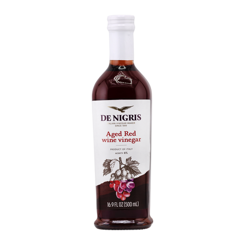 De Nigris Aged Red wine vinegar bottle on a white background