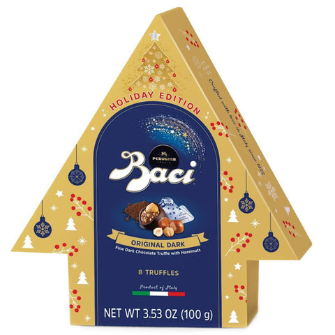 Baci chocolate truffles packaging with holiday design on a white background