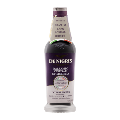 Bottle of De Nigris Balsamic Vinegar of Modena on a white background