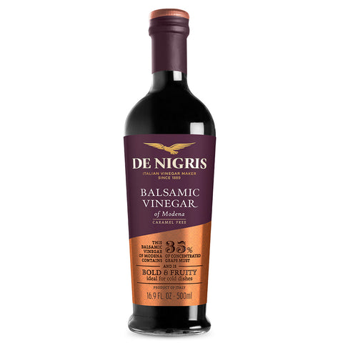 Bottle of DeNigris Balsamic Vinegar on a white background