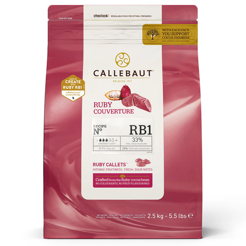 Callebaut Ruby Couverture chocolate packaging on a white background