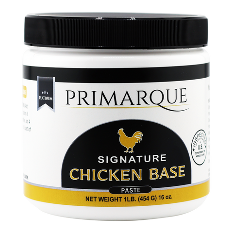 Primarque Signature Chicken Base Paste in a white jar.