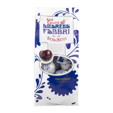 Fabbri chocolate packaging with blue and white design