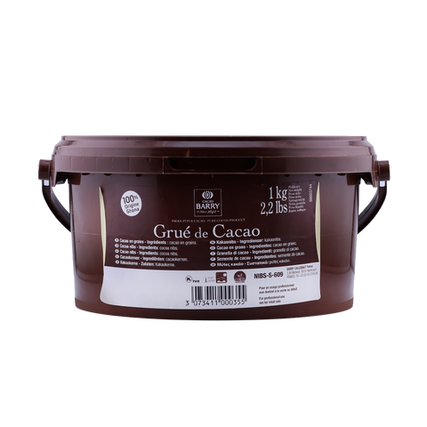 Brown container of Barry Callebaut Cacao Grèe on a white background