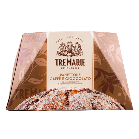 TreMarie Panettone Caffe e Cioccolato packaging on a white background