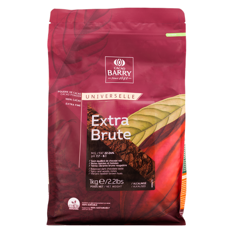 Cacao Barry Universelle Extra Brute chocolate packaging on a white background