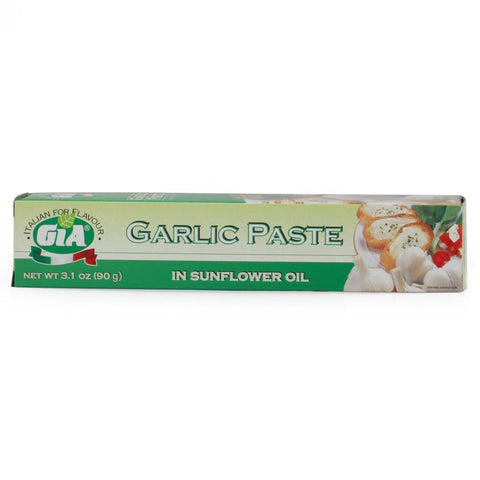 Box of GIA Garlic Paste in sunflower oil on a white background