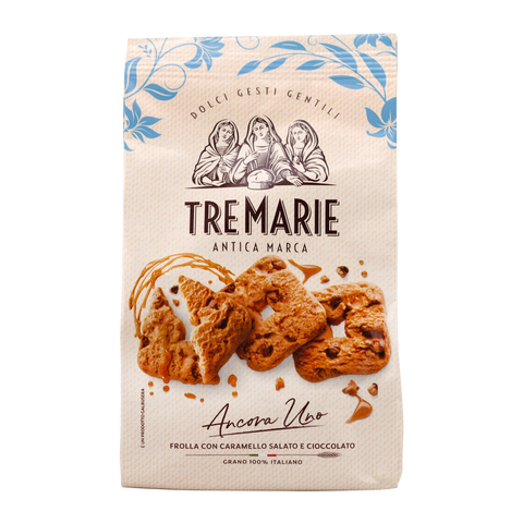 Tremarie cookie packaging with cookies and branding on a beige background