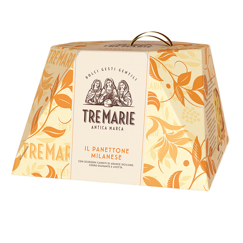 Tremarie Panettone packaging with decorative design on a white background