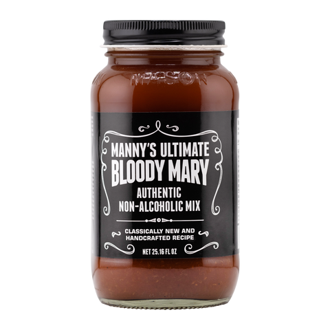Jar of Manny's Ultimate Bloody Mary mix on a white background