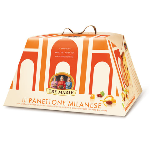 Tre Marie Panettone Milanese packaging on a white background