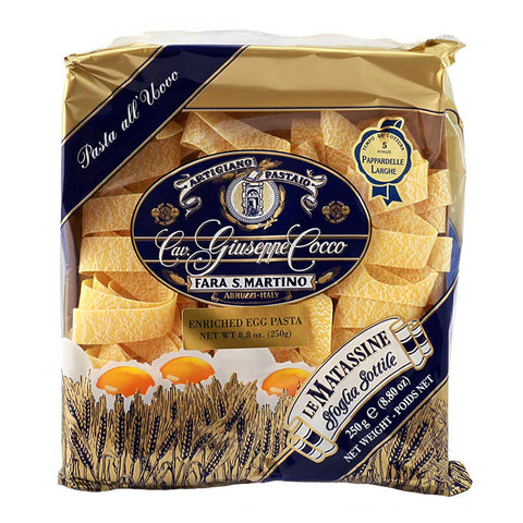 Packaged pasta with brand label on a white background