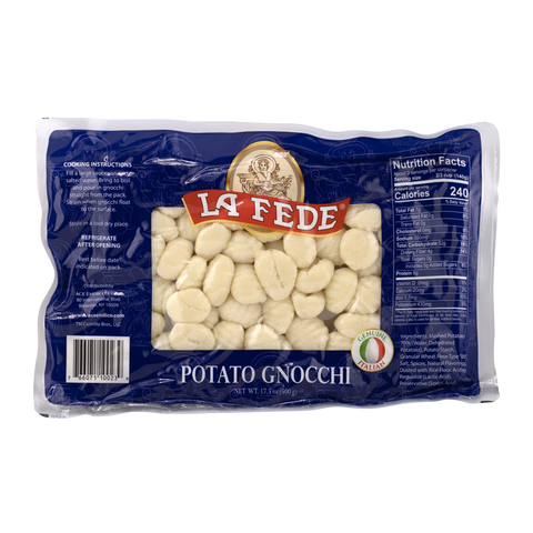 Package of La Fede Potato Gnocchi with blue and white design
