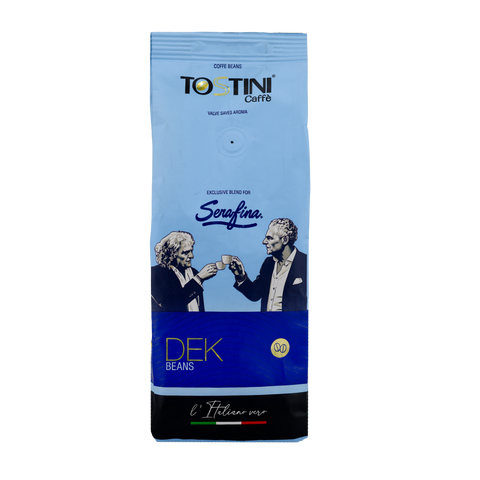 Tostini Caffè coffee beans packaging with illustrations on a white background