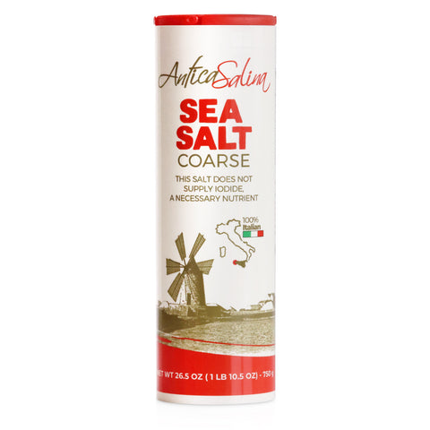 Canister of Antica Salina Sea Salt Coarse on a white background