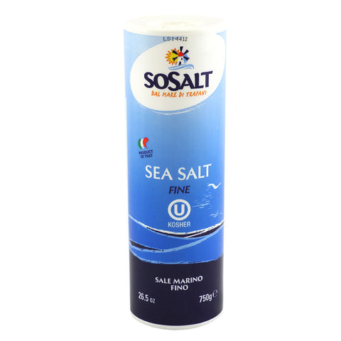 SOSALT sea salt container on a white background