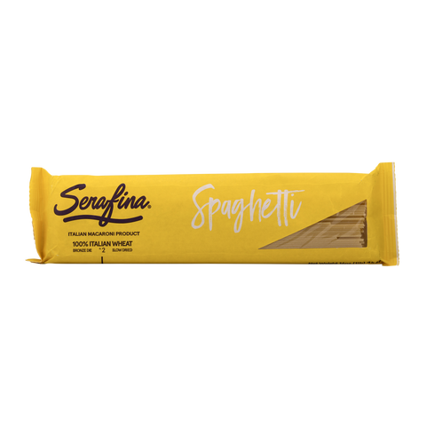 Serafina spaghetti package on a white background
