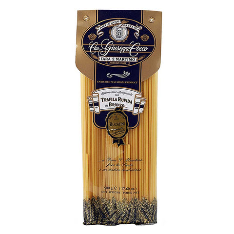 Pasta package with brand label on a white background