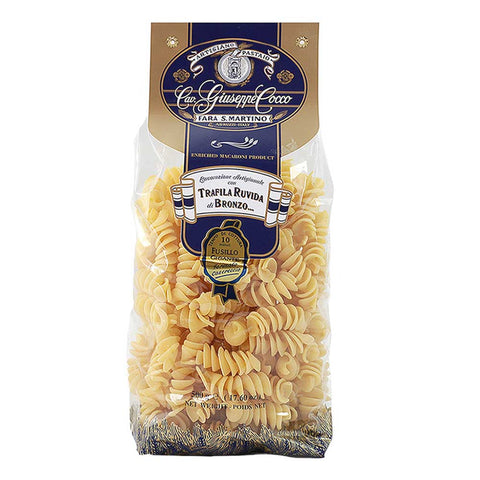 Packaged pasta with a brand label on a white background
