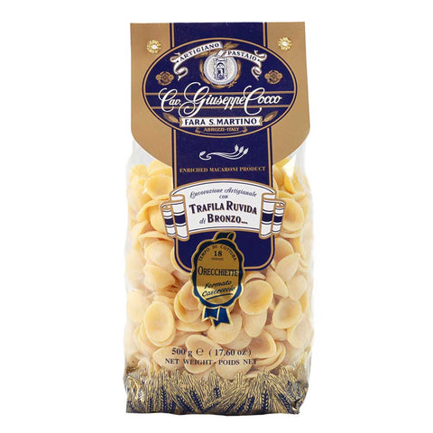 Bag of Cavà Giuseppe Cocco pasta with branding and product details on a white background
