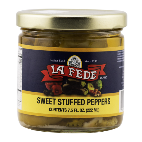 Jar of La Fede Sweet Stuffed Peppers on a white background