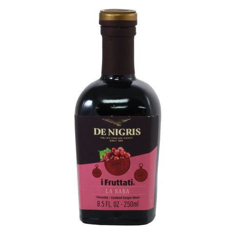 Bottle of De Nigris iFruttati La Saba on a white background